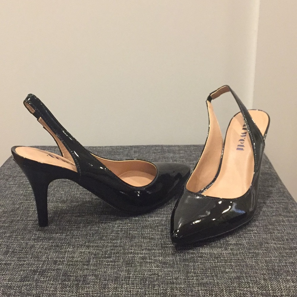 Black slingback pumps